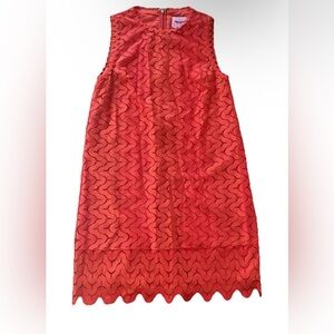 Kate Spade Lace Dune Shift Dress Women Size 8 Red Sleeveless Tunic Scalloped